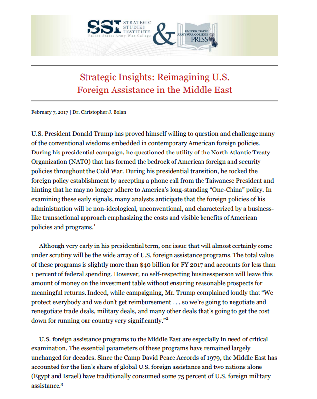 Strategic Insights: Reimagining U.S. Foreign Assistance in the Middle East